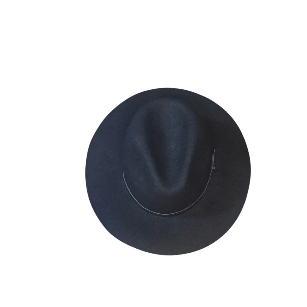 Ecote Womens Black 100% Wool Rancher Hat Wide Brim Leather Band Boho